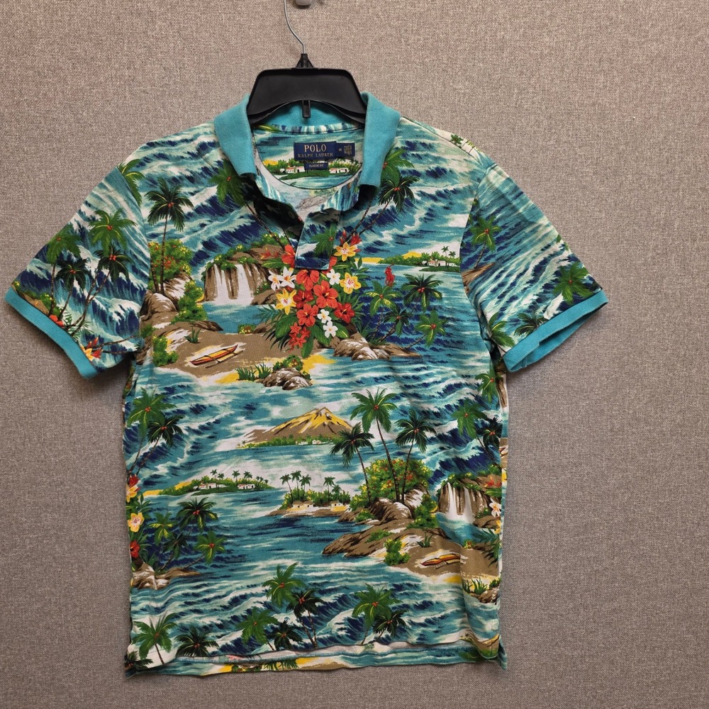 Polo Ralph Lauren Mens M Tropical Hawaiian Print Polo Shirt Classic Fit
